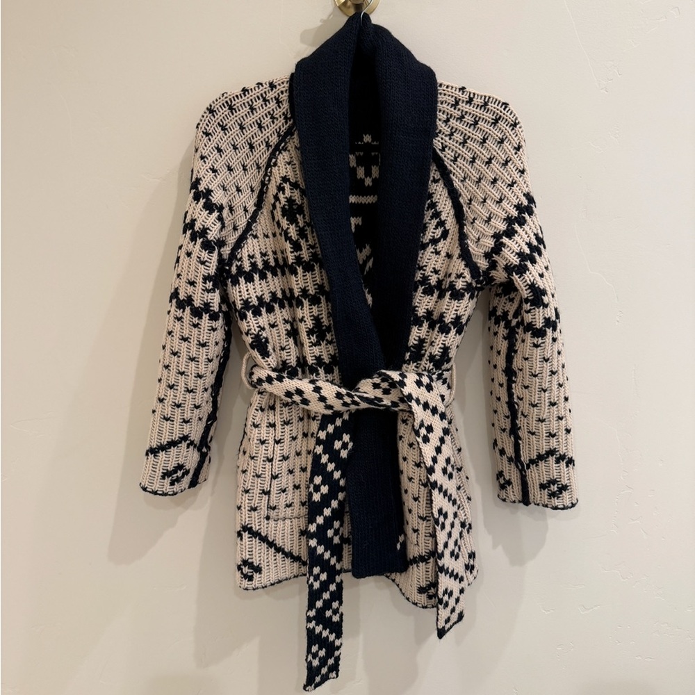 THE GREAT. Shepherd reversible cardigan Navy and Cream Knit. SOLD OUT ONLINE - Picture 11 of 13